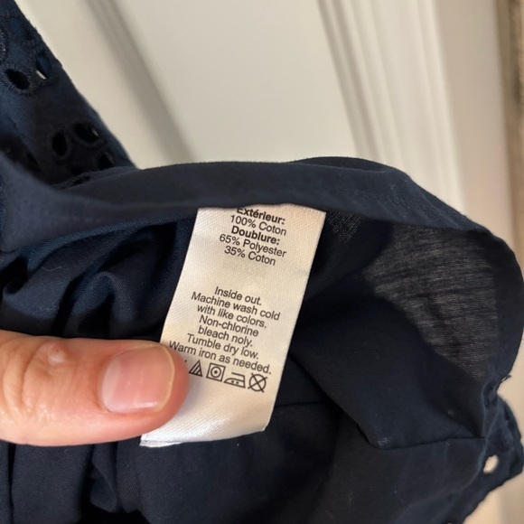 J. Crew Factory Navy Eyelet Tie Shoulder Cami Mini Dress S Preppy Summer Grad - Picture 7 of 10